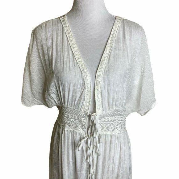 Womens Crochet Lace Waist Tie Kimono Cover Up - Picture 2 of 12